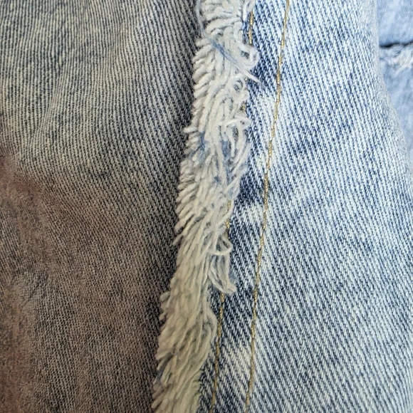 Patchwork Panelled Frayed Seam Wide Leg High Rise Jeans Size 31 - Picture 14 of 17